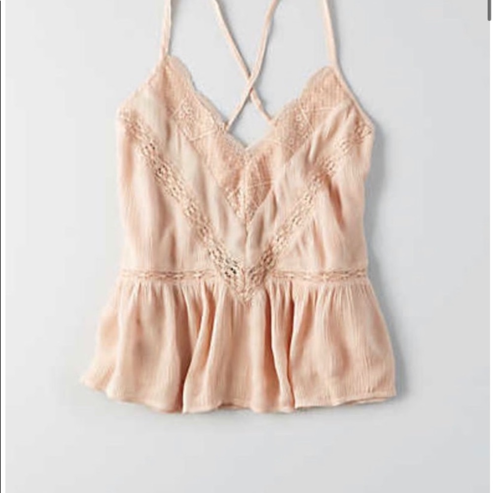American eagle lace tank blouse pink xs